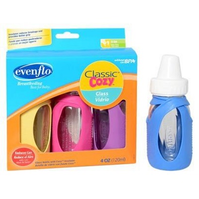evenflo glass baby bottle with cozy sleeves